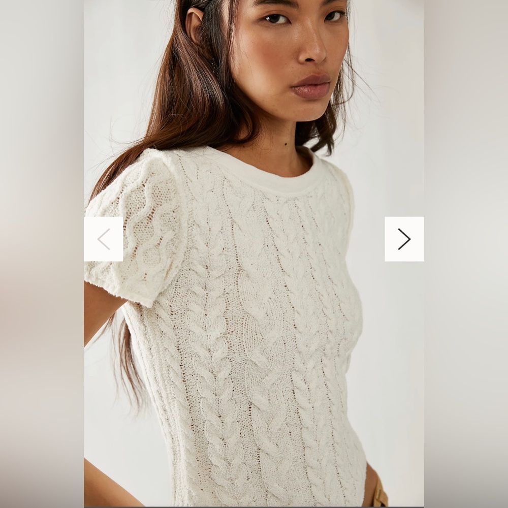 NWT Free People Baby Cable Tee size small, ivory